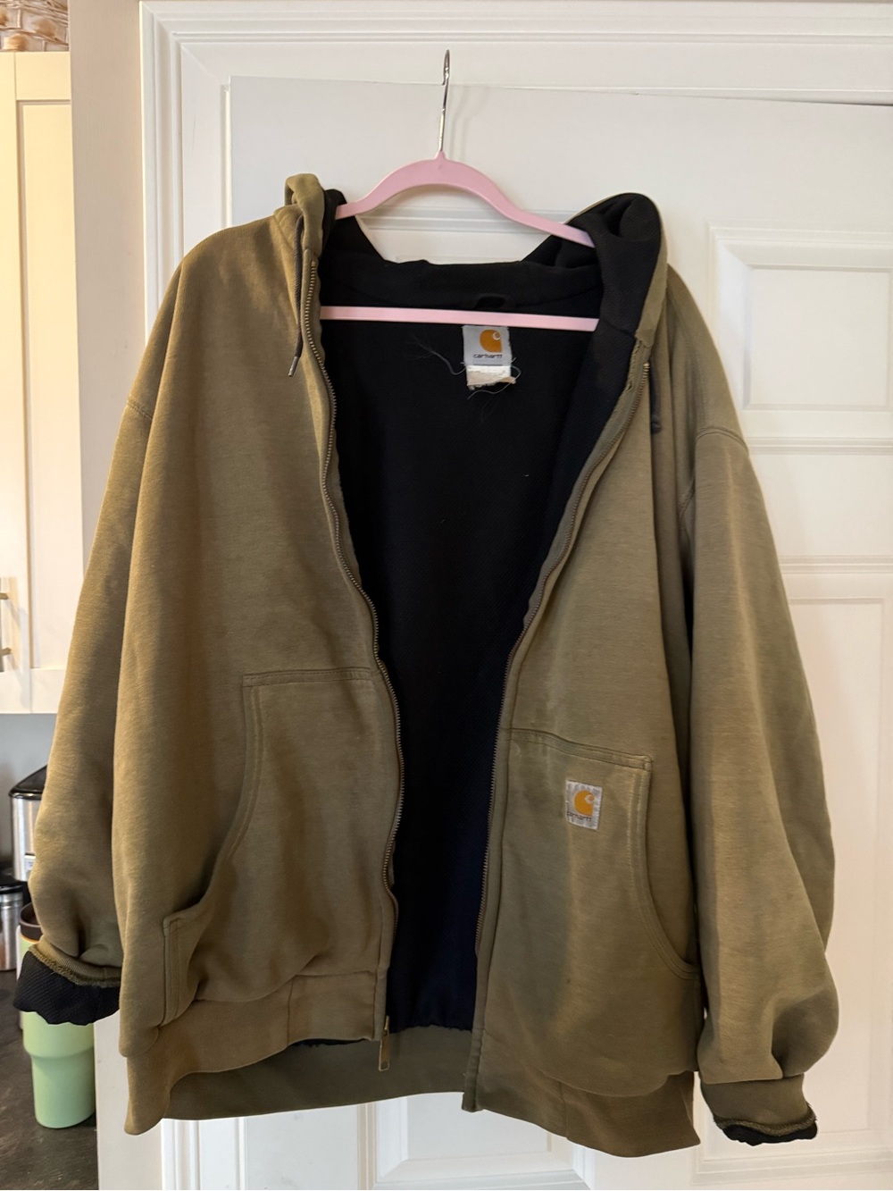 RARE Vintage Carhartt lined zipup hoodie Olive Green